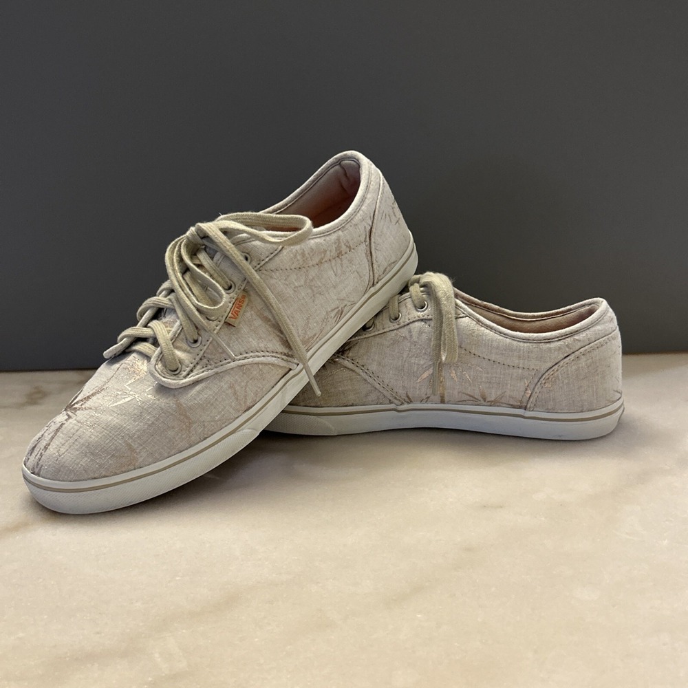Vans Off The Wall Women's Gold Palm Tree Print Casual Shoes Sneakers Size 10